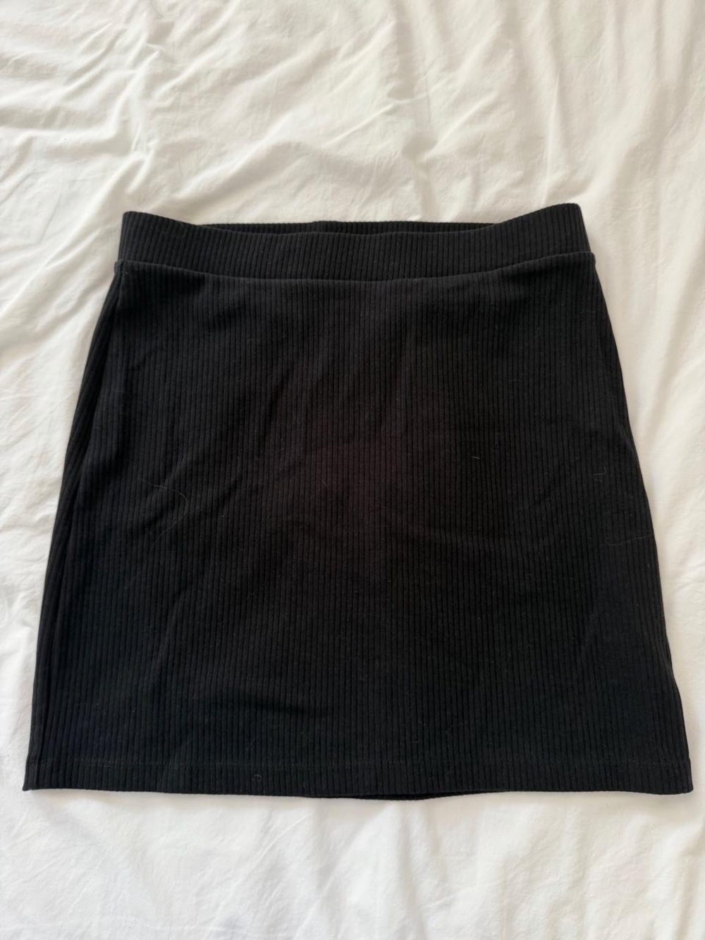 The Drop x Paige DeSorbo black ribbed knit mini skirt, size S